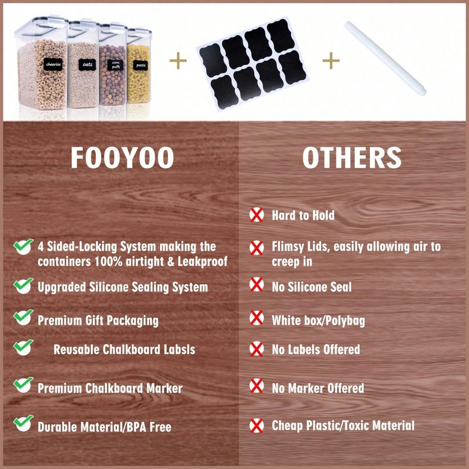 Conjunto de 4 recipientes herm - Kitchen Gadgets Organizer avaliação e preço